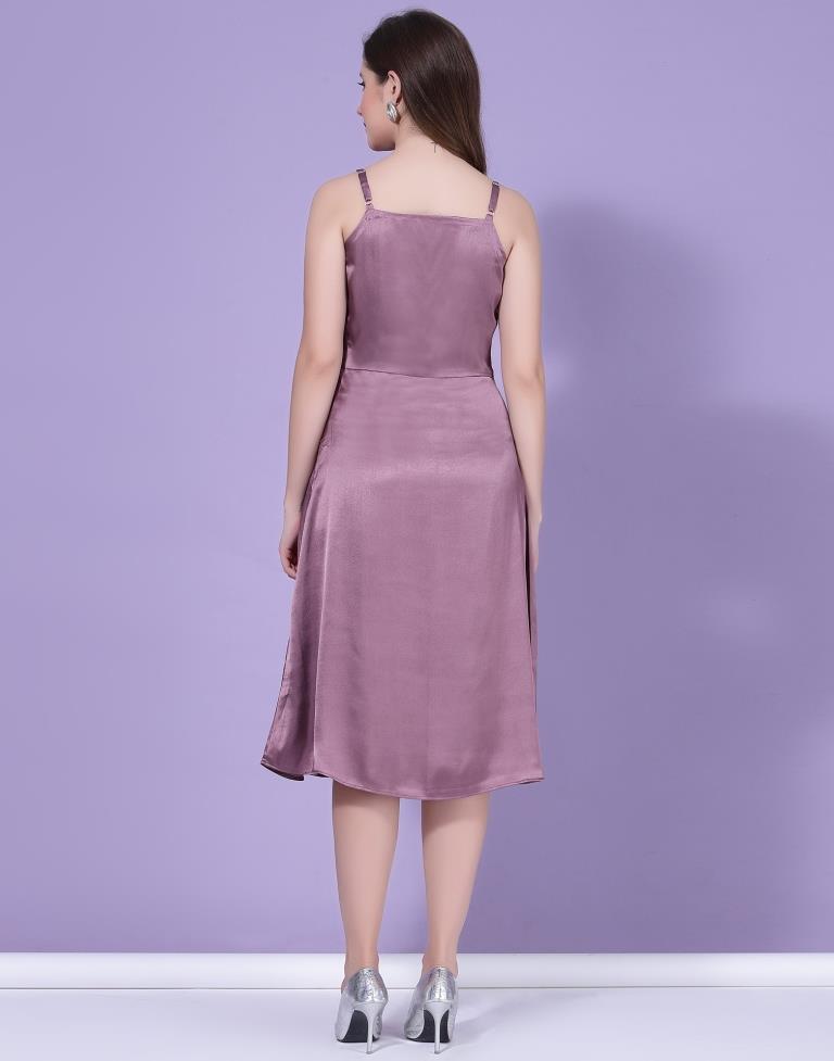 Dusty Mauve Plain Satin A-line Dress