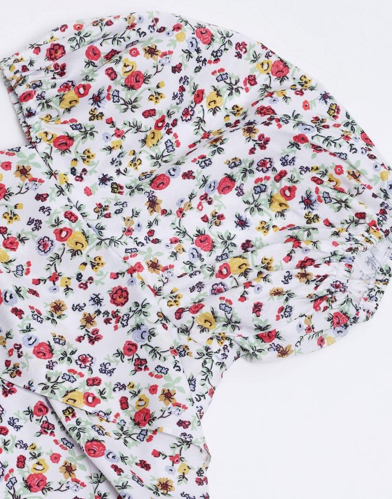 White Floral Printed Slit Dress | Sudathi