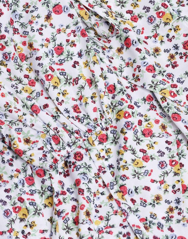White Floral Printed Slit Dress | Sudathi