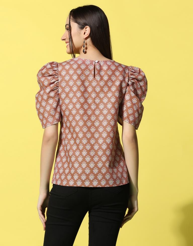 Rust Cotton Printed Top | Sudathi