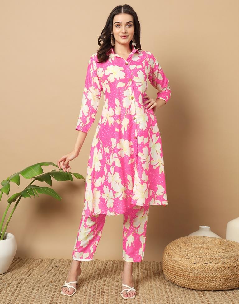 Pink Cotton Printed Co-ord Set