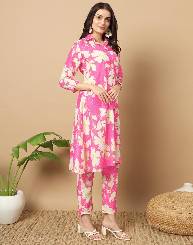 Pink Cotton Printed Co-ord Set