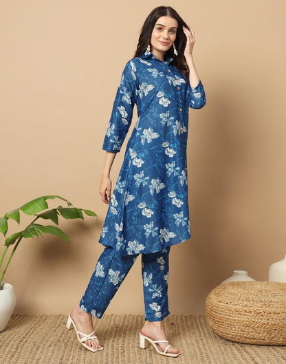 Blue Cotton Printed Co-ord Set