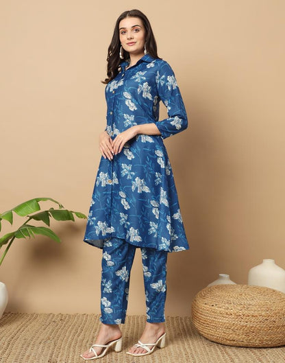 Blue Cotton Printed Co-ord Set