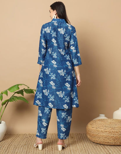 Blue Cotton Printed Co-ord Set