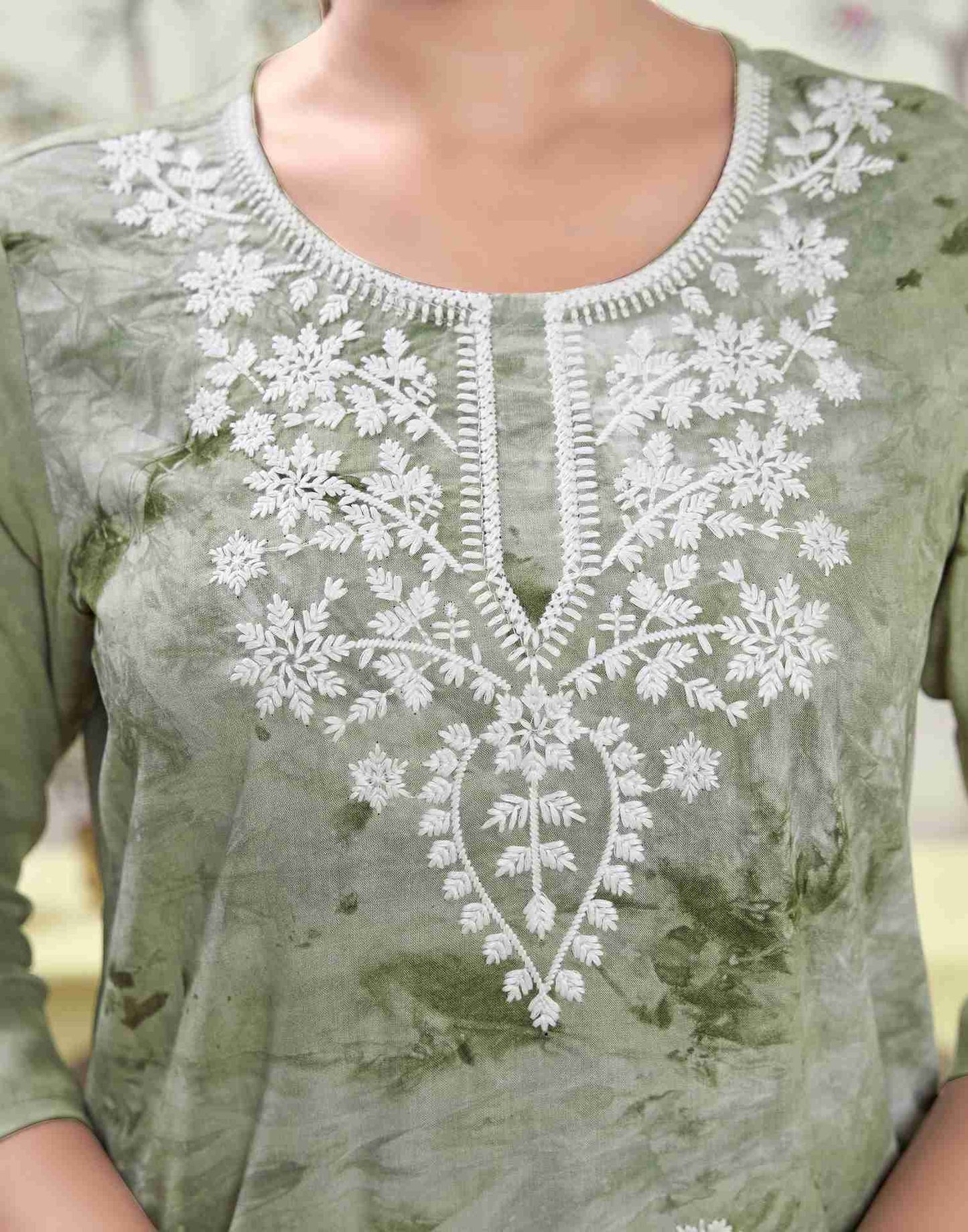 Pista Green Embroidery Rayon Straight Kurta