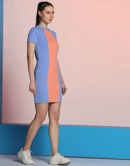 Blue Colour Block Bodycon Dress | Sudathi
