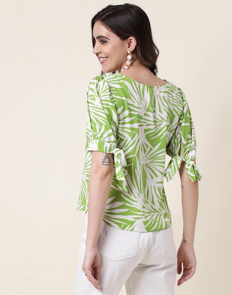 Green Polyester Printed Top | Sudathi