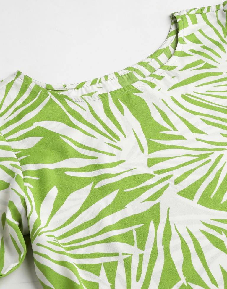 Green Polyester Printed Top | Sudathi