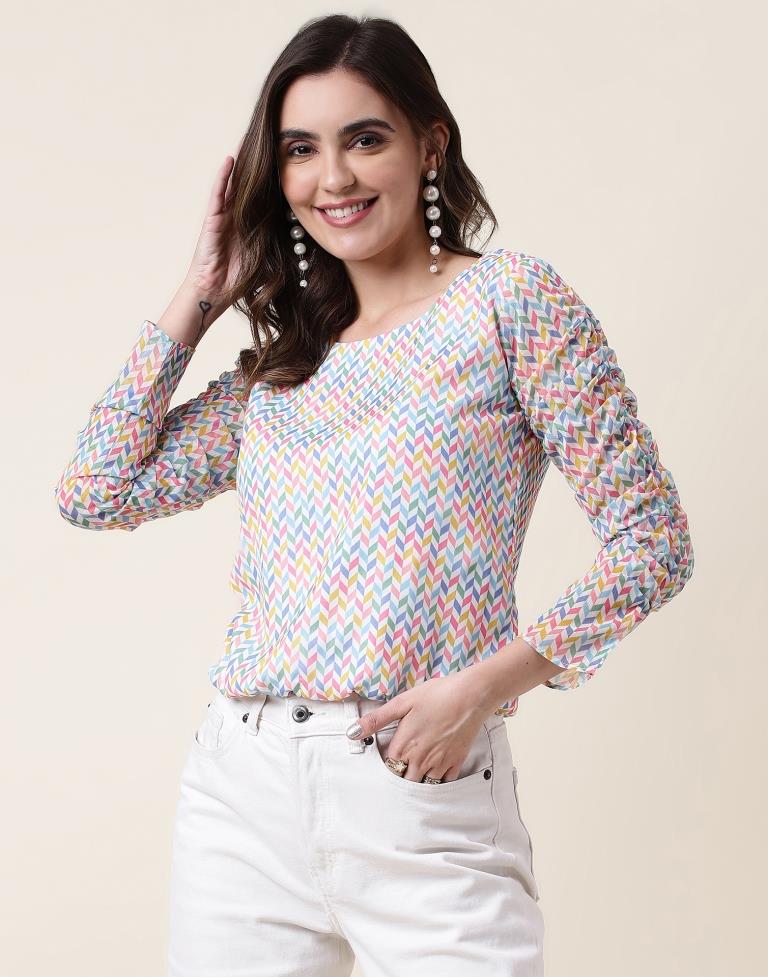 Multicoloured Chiffon Printed Top | Sudathi