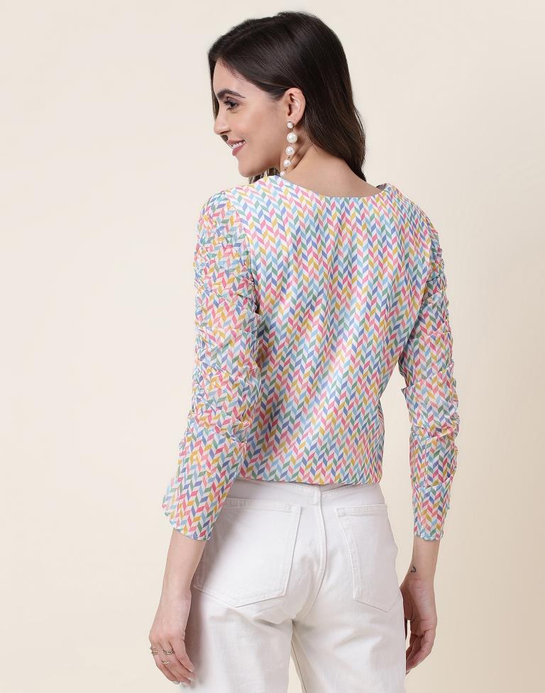 Multicoloured Chiffon Printed Top | Sudathi