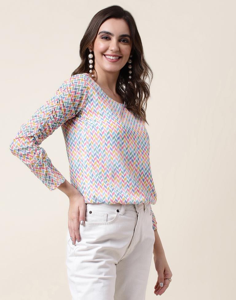 Multicoloured Chiffon Printed Top | Sudathi