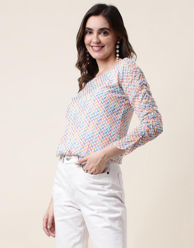 Multicoloured Chiffon Printed Top | Sudathi