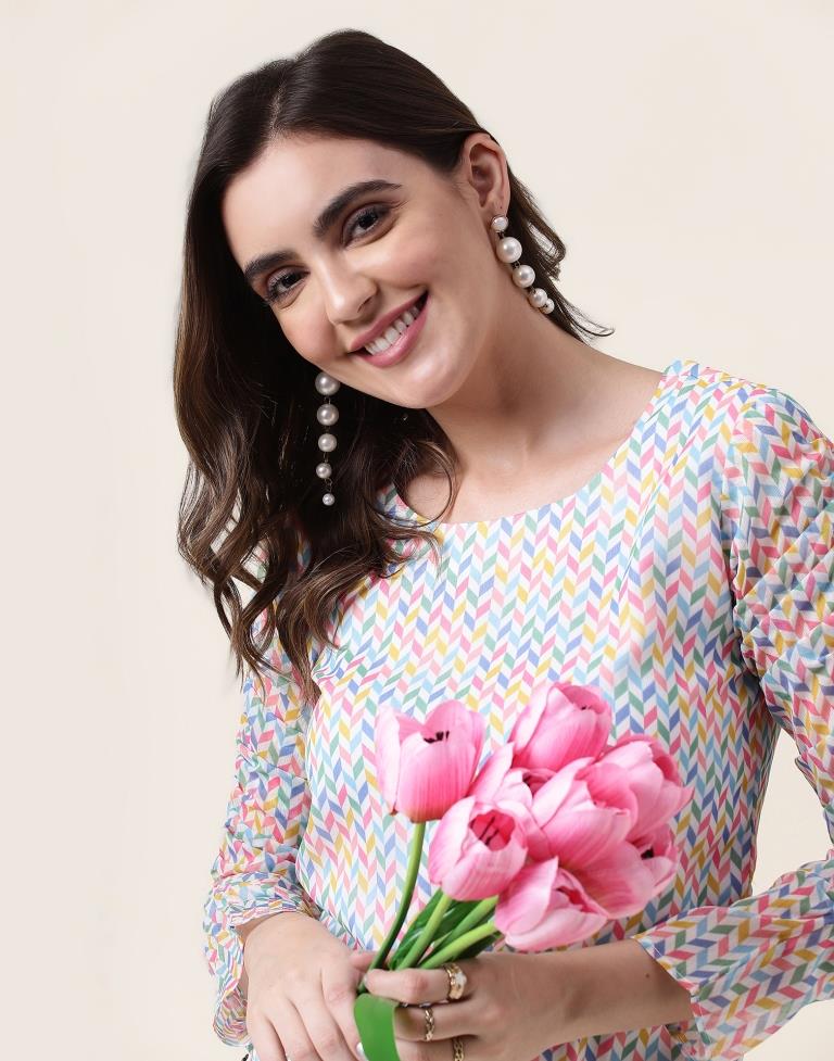 Multicoloured Chiffon Printed Top | Sudathi