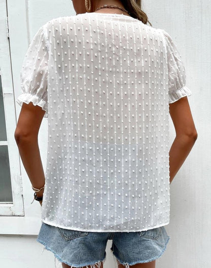 White Self Woven Top