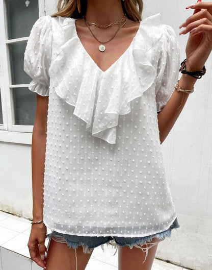 White Self Woven Top