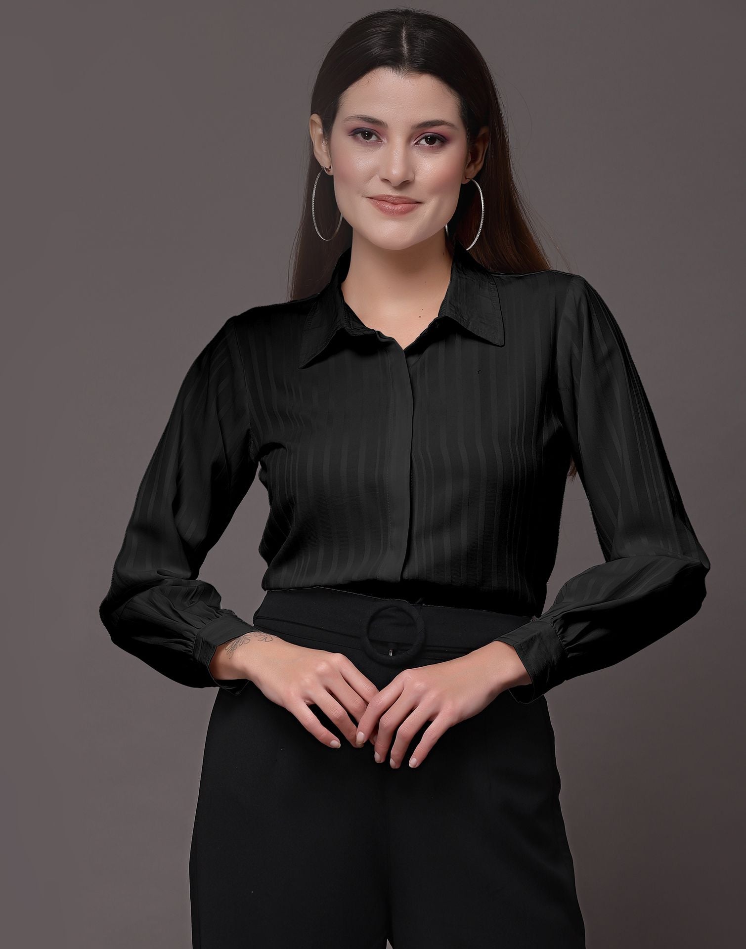 Black Woven  Shirt | Sudathi