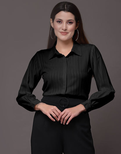 Black Woven  Shirt | Sudathi