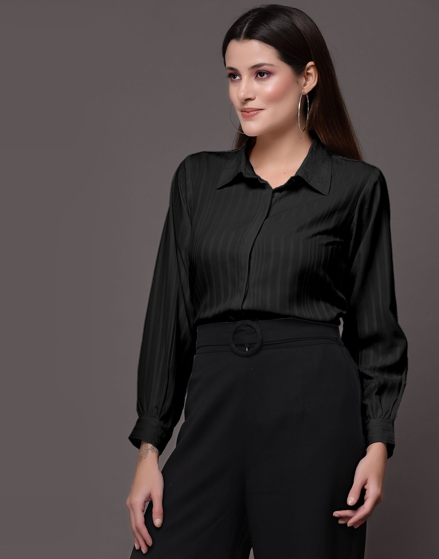 Black Woven  Shirt | Sudathi