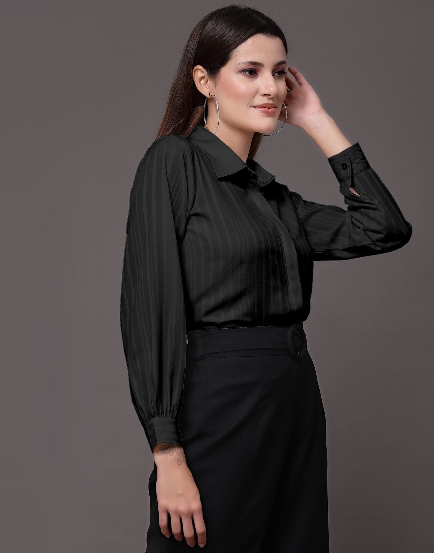 Black Woven  Shirt | Sudathi