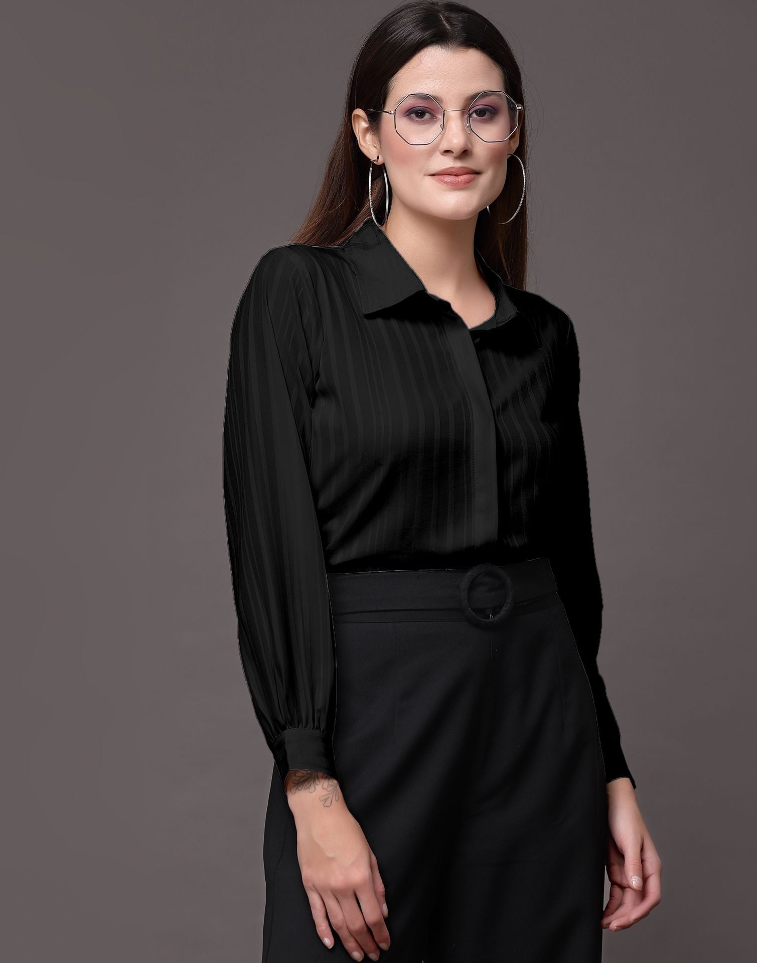 Black Woven  Shirt | Sudathi