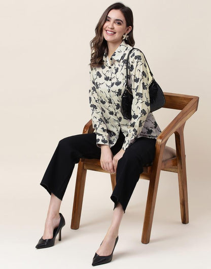 Beige Printed Shirt | Sudathi