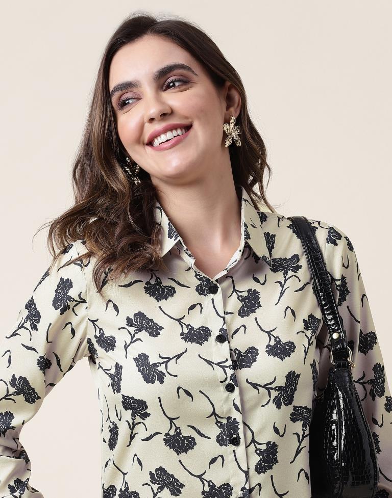 Beige Printed Shirt | Sudathi