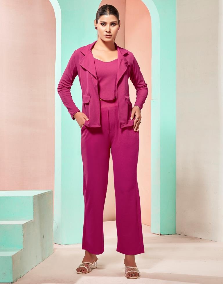 Fuchsia Pink Blazer Style Co-ord Set