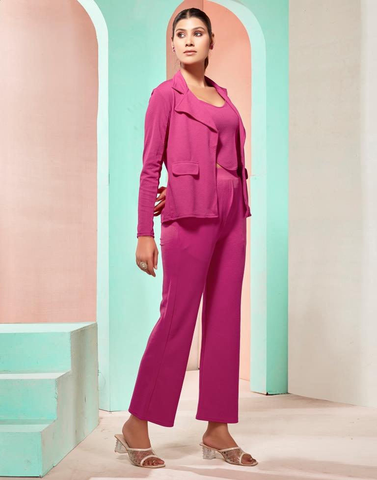 Fuchsia Pink Blazer Style Co-ord Set