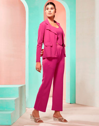 Fuchsia Pink Blazer Style Co-ord Set