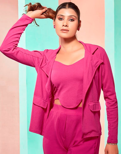 Fuchsia Pink Blazer Style Co-ord Set