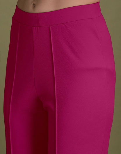Fuchsia Pink Puff Sleeve Solid Co-Ords Set | Sudathi