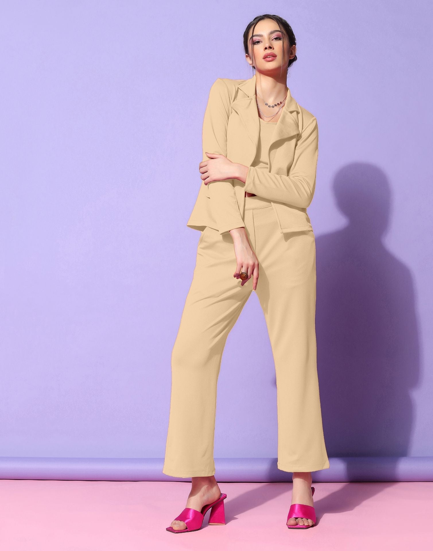 Beige Blazer Style Co-ord Set | Sudathi