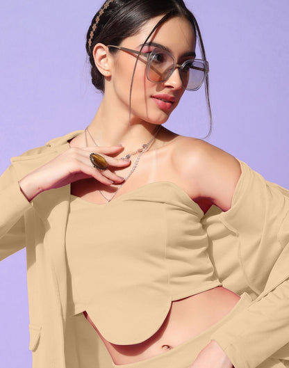 Beige Blazer Style Co-ord Set | Sudathi