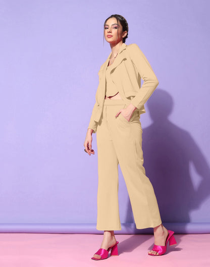 Beige Blazer Style Co-ord Set | Sudathi