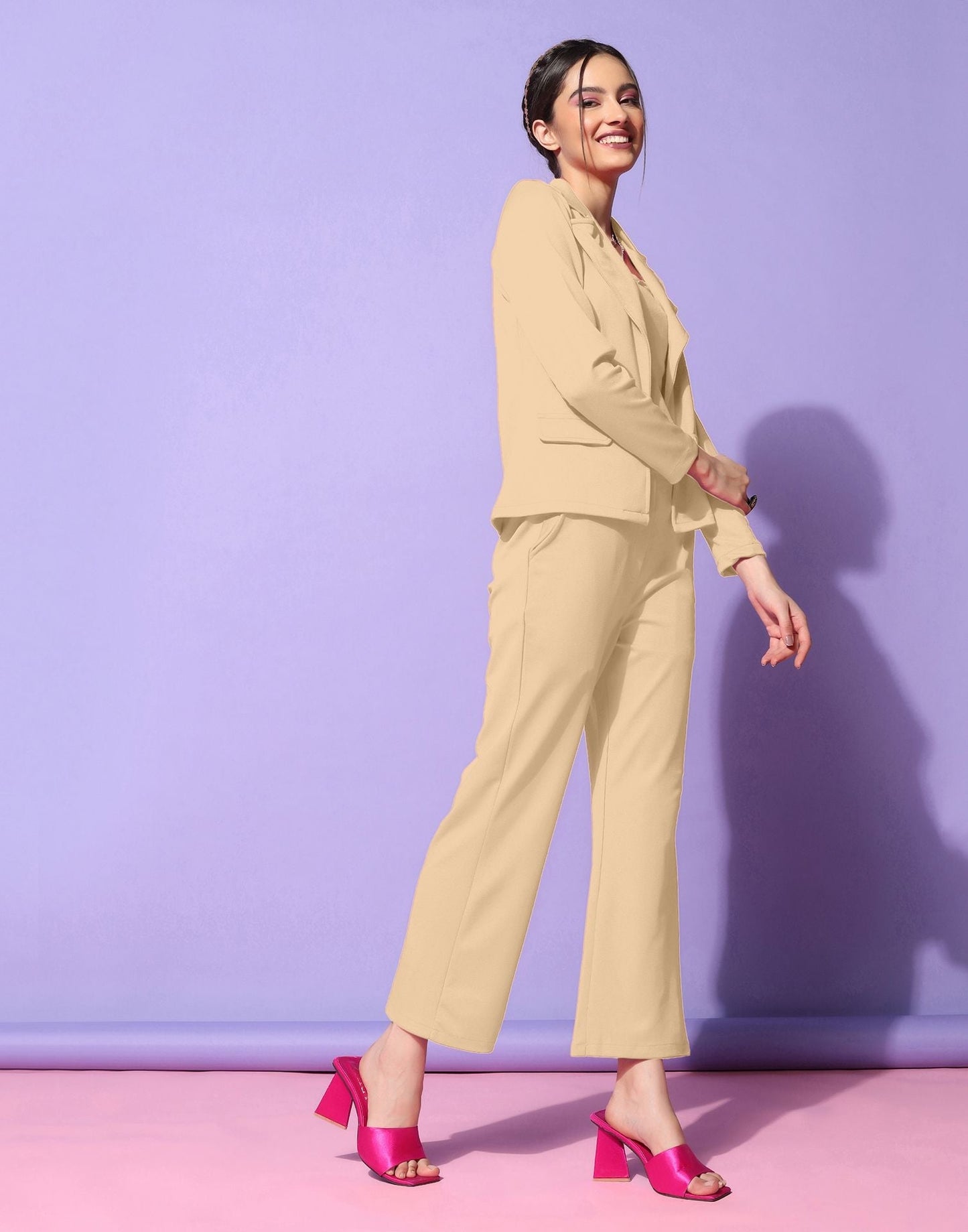 Beige Blazer Style Co-ord Set | Sudathi