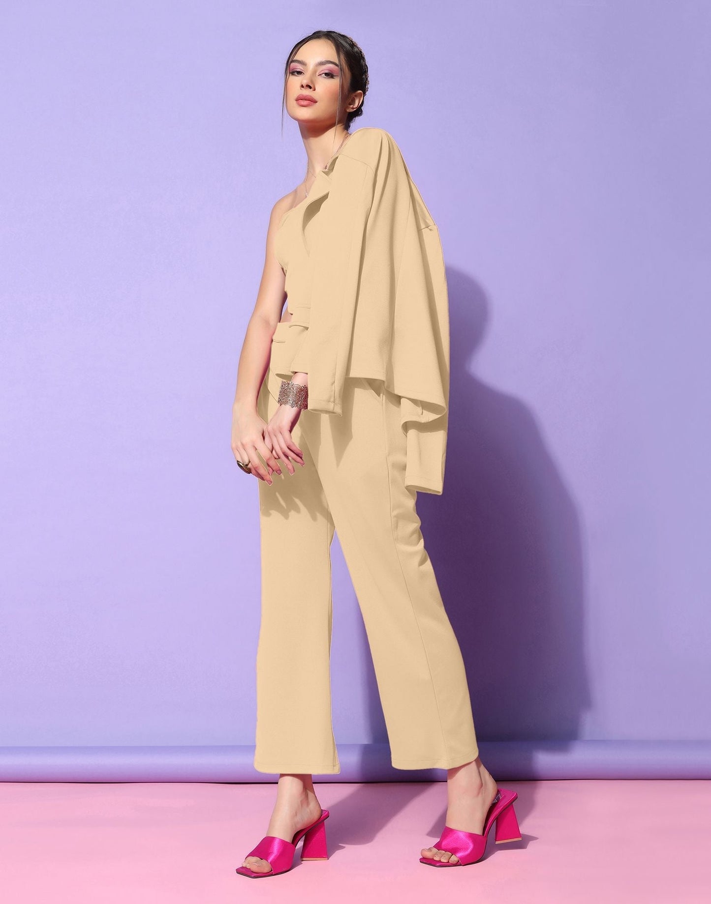 Beige Blazer Style Co-ord Set | Sudathi