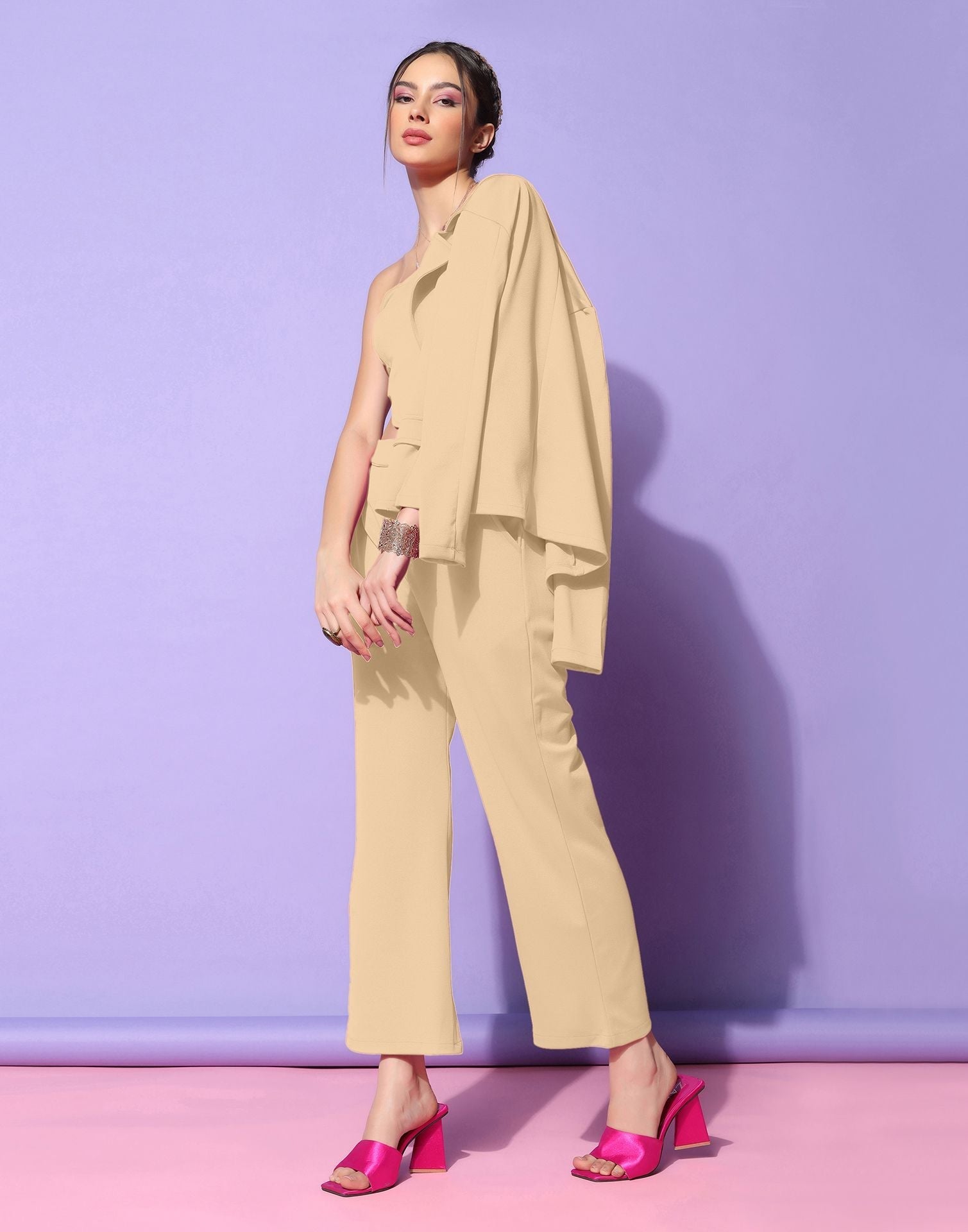 Beige Blazer Style Co-ord Set | Sudathi