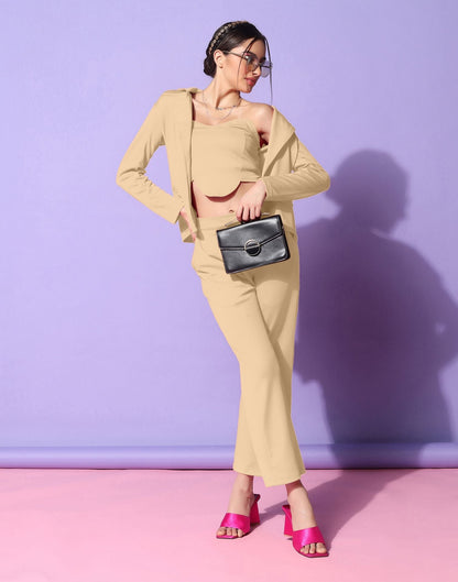 Beige Blazer Style Co-ord Set | Sudathi