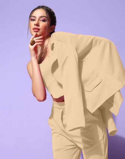 Beige Blazer Style Co-ord Set | Sudathi