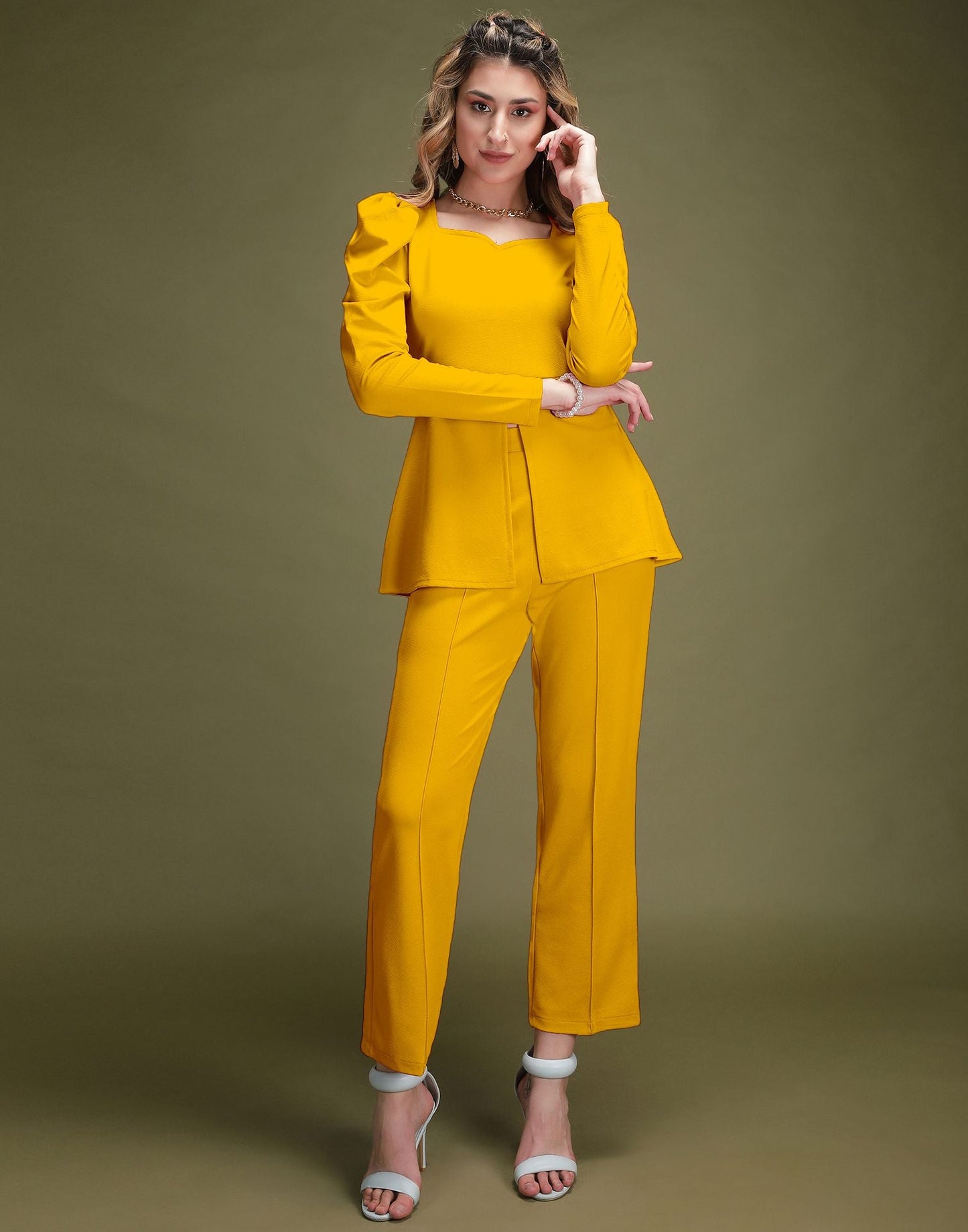 Turmeric Yellow Lycra Co-ord Set