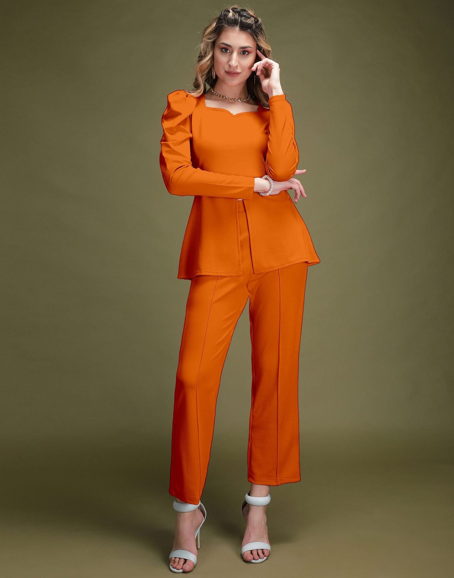 Orange Lycra Co-ord Set