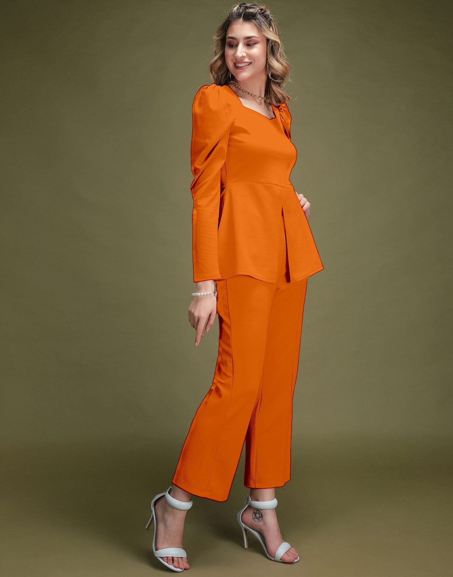 Orange Lycra Co-ord Set