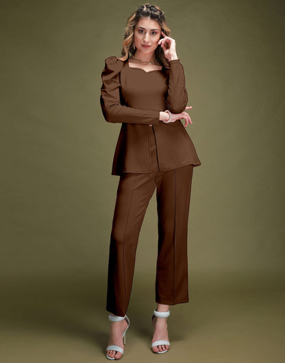 Brown Lycra Co-ord Set