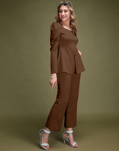 Brown Lycra Co-ord Set