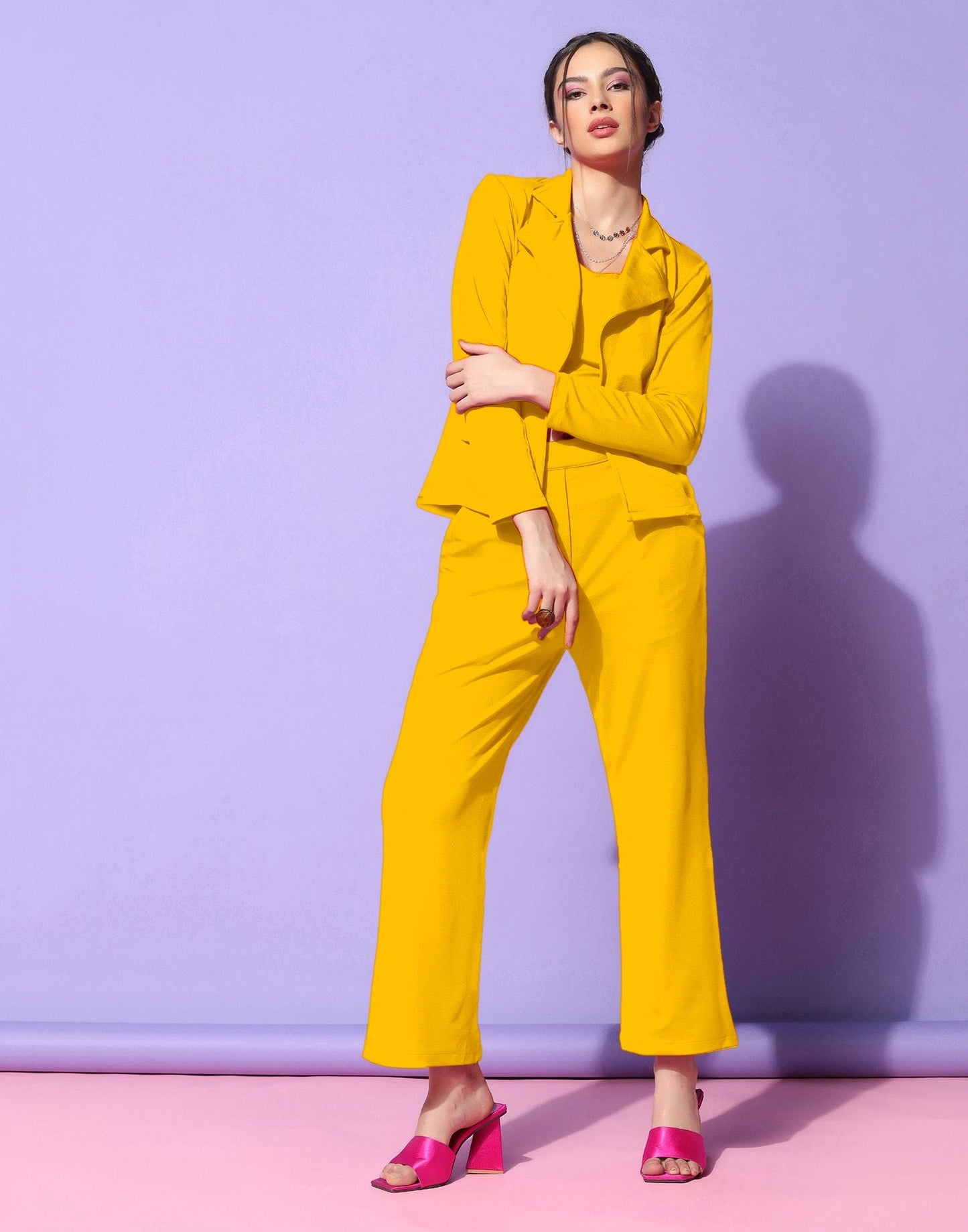 Yellow Lycra Co-ord Set