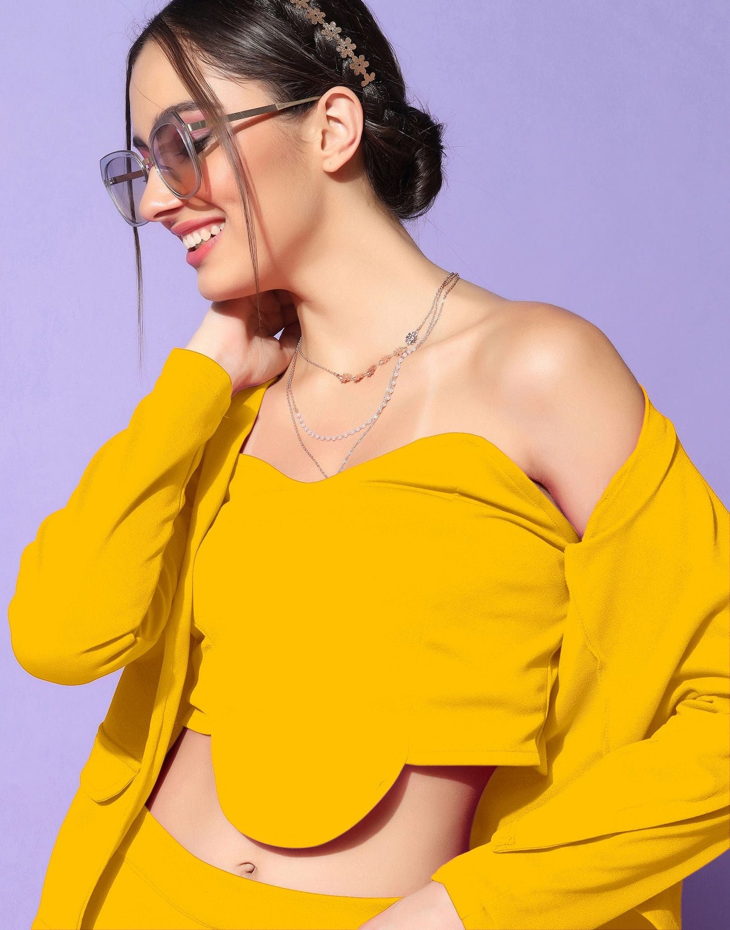 Yellow Lycra Co-ord Set