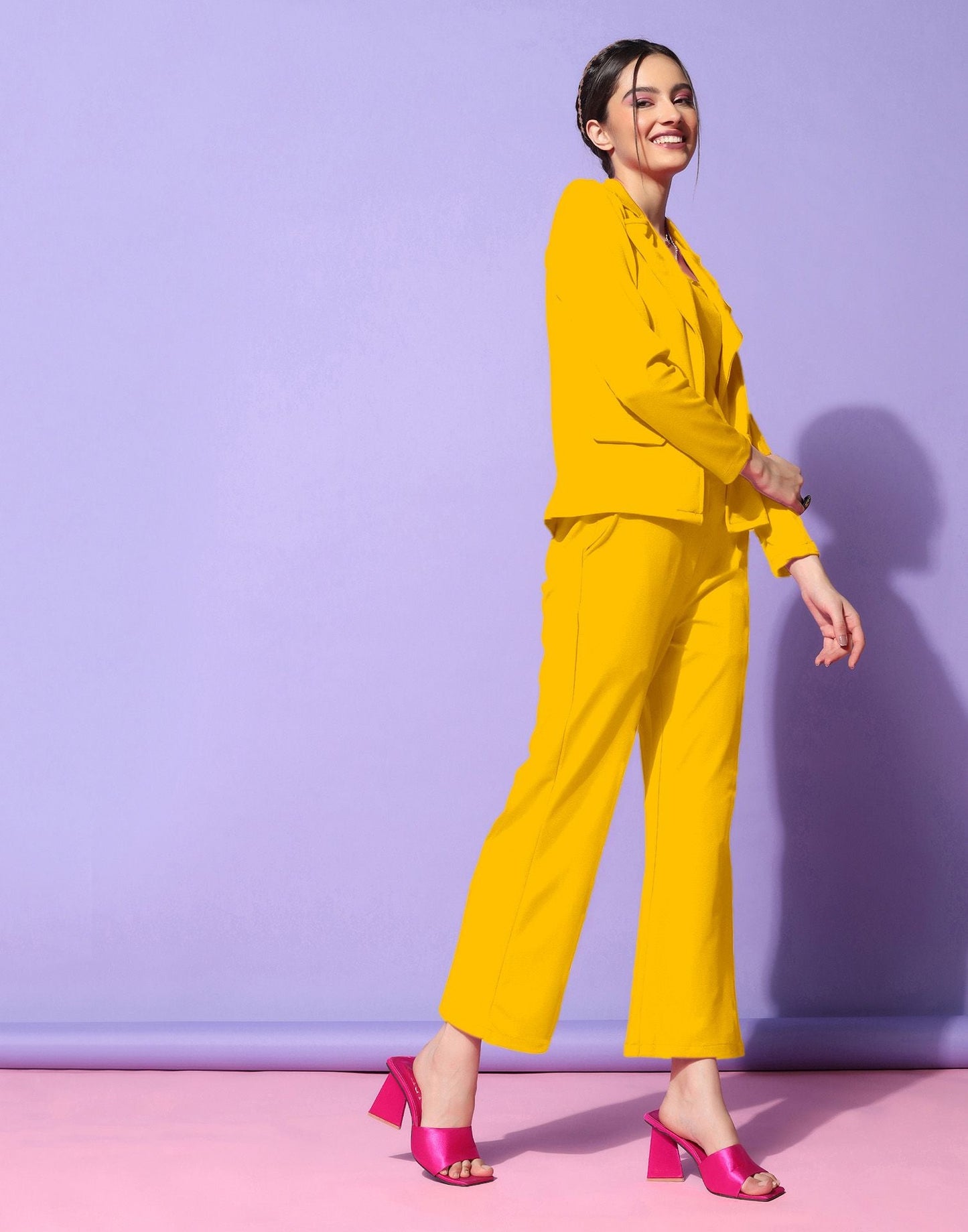 Yellow Lycra Co-ord Set