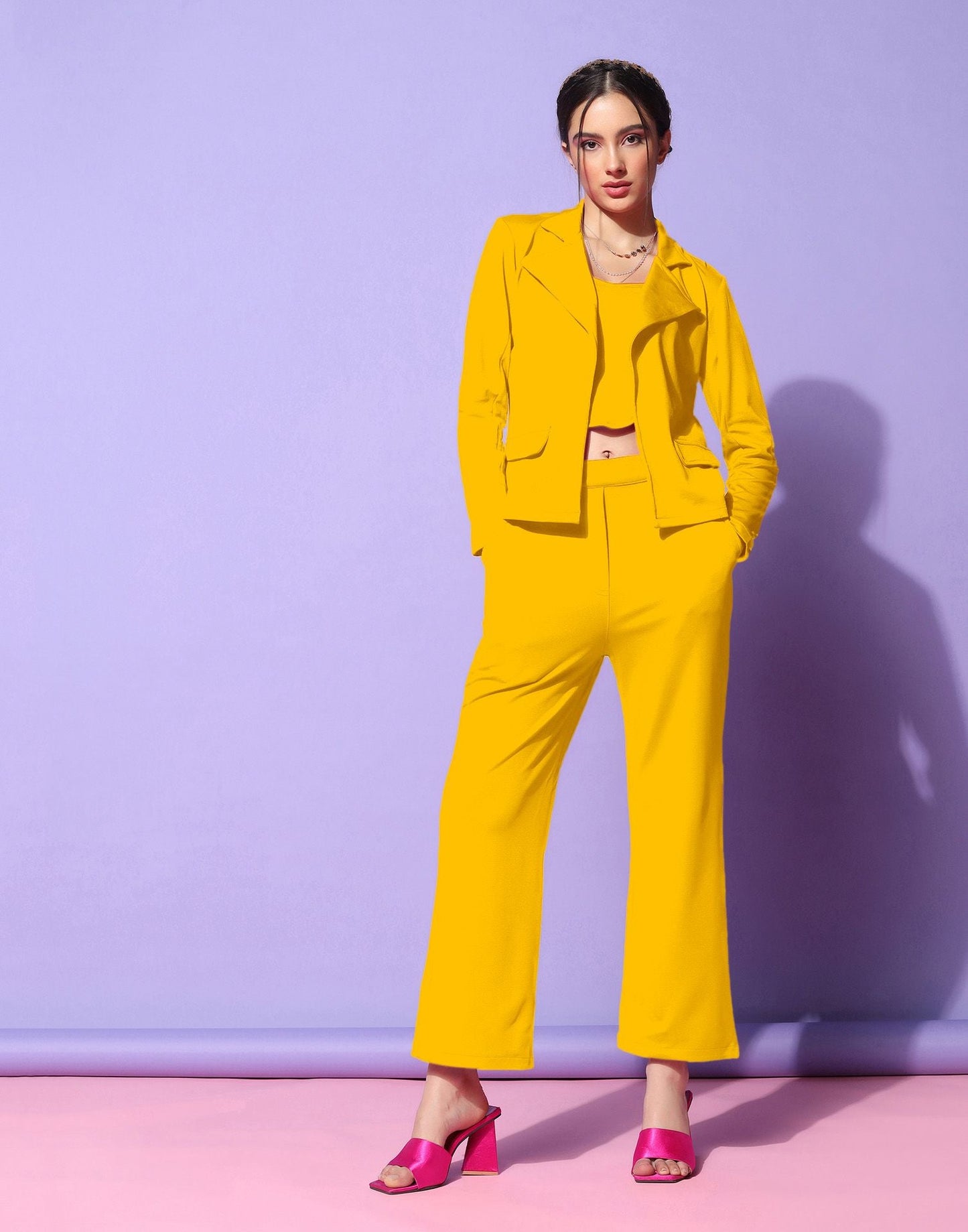 Yellow Lycra Co-ord Set