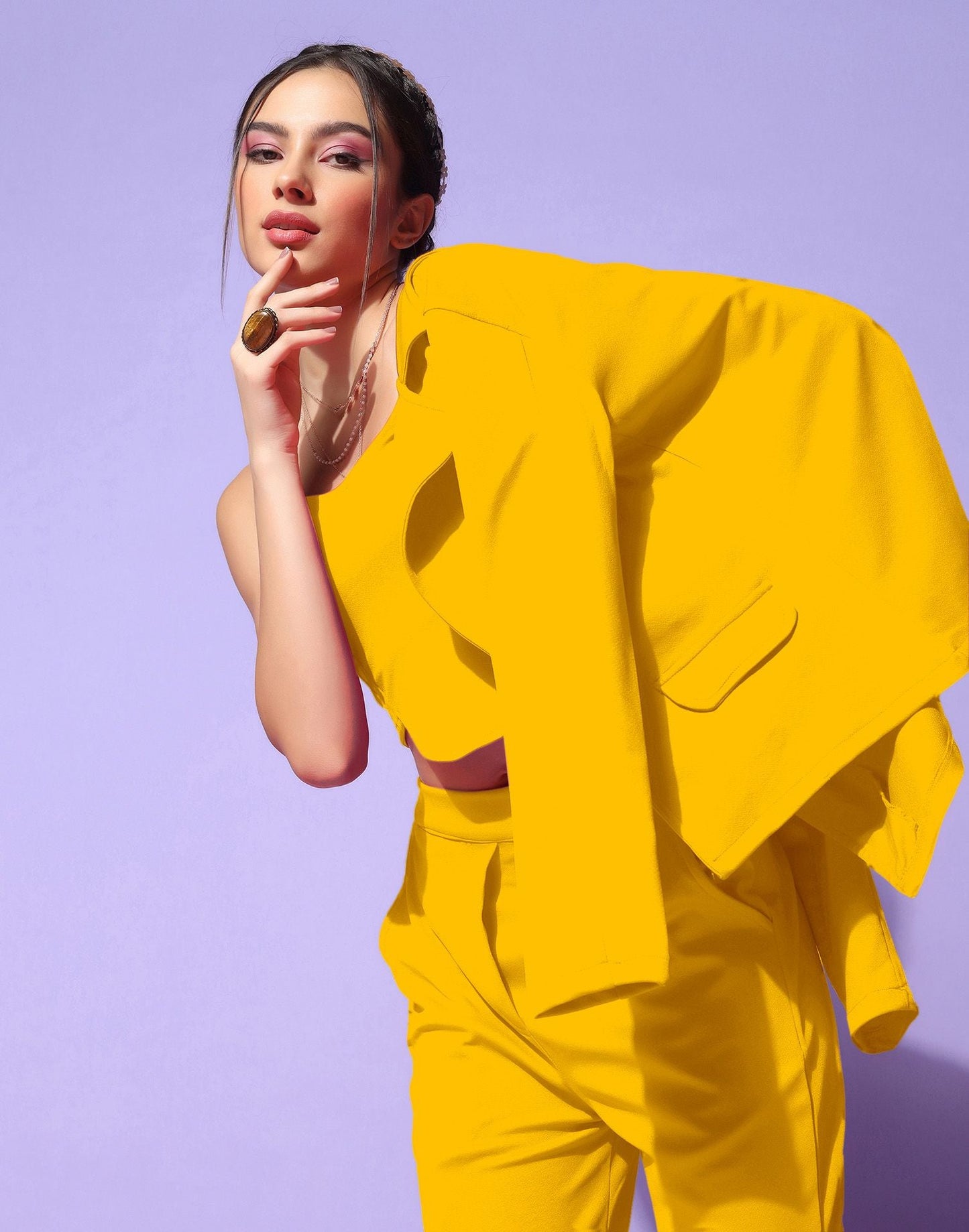 Yellow Lycra Co-ord Set